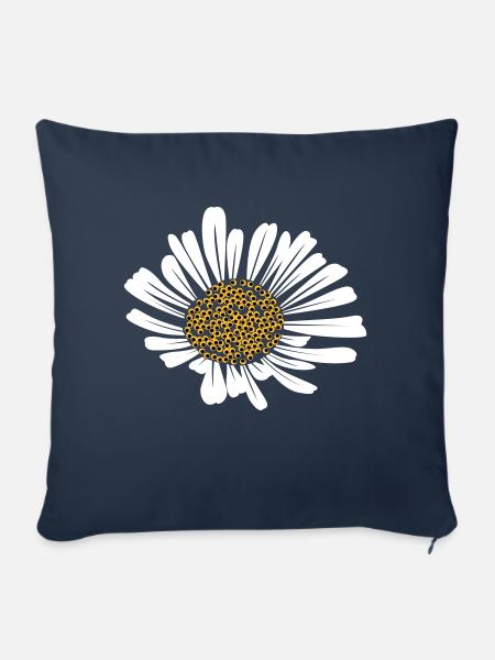 Marguerite - Housse de coussin décorative 45 x 45 cm - bleu marine