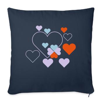 de cœur - Housse de coussin décorative 45 x 45 cm - bleu marine - Devant