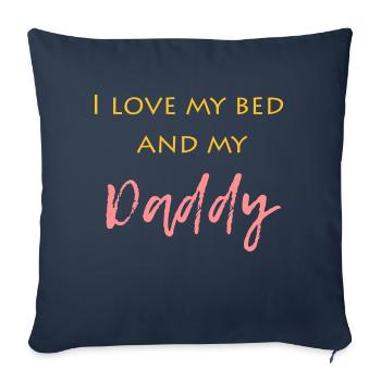 j'aime seulement mon lit et mon papa - Housse de coussin décorative 45 x 45 cm - bleu marine - Devant