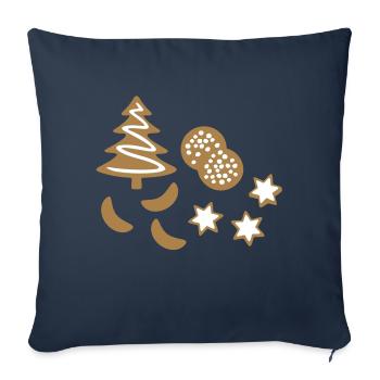 Weihnachten Gebäck Kekse Zimtsterne Xmas Cookies - Sofakissenbezug 45 x 45 cm - Navy - Vorne
