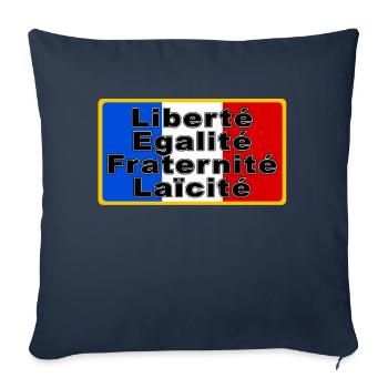 France Drapeau et devise - Housse de coussin décorative 45 x 45 cm - bleu marine - Devant