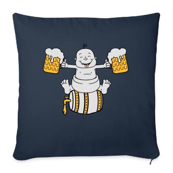 ivre, octoberfest, boire, alcool, verre, cruche, s - Housse de coussin décorative 45 x 45 cm - bleu marine - Devant