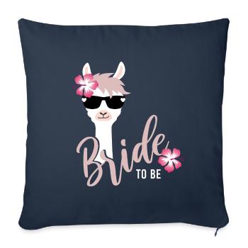 Chemise de groupe de l'équipe de mariage mariée Lama JGA 1 - Housse de coussin décorative 45 x 45 cm - bleu marine - Devant