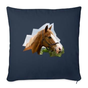 Cheval. Cheval. - Housse de coussin décorative 45 x 45 cm - bleu marine - Devant