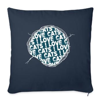 mammifère amusant déclaration géniale maison chat de compagnie chat - Housse de coussin décorative 45 x 45 cm - bleu marine - Devant