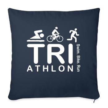 Triathlon Natation Bike Run - Housse de coussin décorative 45 x 45 cm - bleu marine - Devant