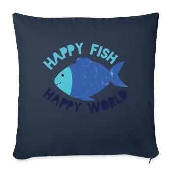 Happy Fish happy world - Sofa pillowcase 17,3'' x 17,3'' (45 x 45 cm) - navy - Front