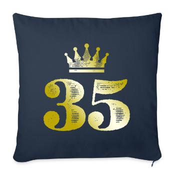 35 numéros Couronne Or - Housse de coussin décorative 45 x 45 cm - bleu marine - Devant