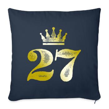 27 Chiffre Couronne Or - Housse de coussin décorative 45 x 45 cm - bleu marine - Devant