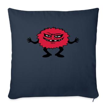 Dangereux monstre comique poilu - Housse de coussin décorative 45 x 45 cm - bleu marine - Devant