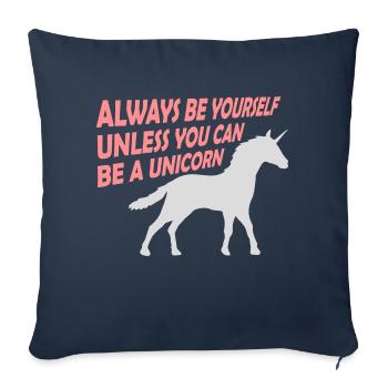 soyez toujours vous-même licorne - Housse de coussin décorative 45 x 45 cm - bleu marine - Devant