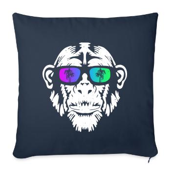 Monkey Affe Urlaub Sonnenbrille Gute Laune Musik A - Sofakissenbezug 45 x 45 cm - Navy - Vorne