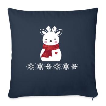 Cerfs de Noël et flocons de neige - Housse de coussin décorative 45 x 45 cm - bleu marine - Devant