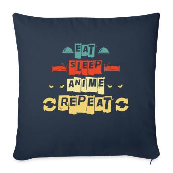 Eat Sleep Anime Wiederholung Ramen Kawaii Japanischer Manga - Sofakissenbezug 45 x 45 cm - Navy - Vorne