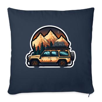 Roof tent car car SUV in the mountains retro - Sofa pillowcase 17,3'' x 17,3'' (45 x 45 cm) - navy - Front