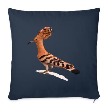 Hoopoe Bird Illustration - Sofa pillowcase 17,3'' x 17,3'' (45 x 45 cm) - navy - Front