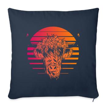 Highlands écossais Highland Bovins Highland Vache des Highlands - Housse de coussin décorative 45 x 45 cm - bleu marine - Devant