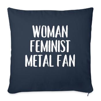 Femme Féministe Fan de Metal - Housse de coussin décorative 45 x 45 cm - bleu marine - Devant