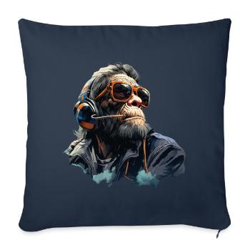 Gamer Chimp with headset - Sofa pillowcase 17,3'' x 17,3'' (45 x 45 cm) - navy - Front