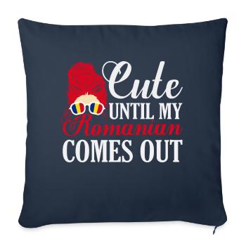 Mignon jusqu’à ce que mon roumain sorte Roumanie Pride Pat - Housse de coussin décorative 45 x 45 cm - bleu marine - Devant