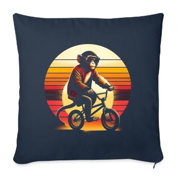 BMX Singe - Housse de coussin décorative 45 x 45 cm - bleu marine - Devant