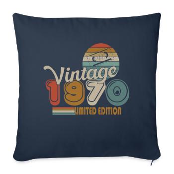 1970 - Housse de coussin décorative 45 x 45 cm - bleu marine - Devant