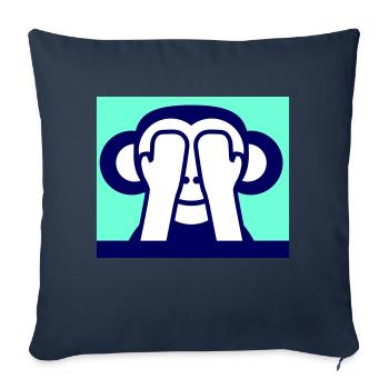 3 singes sages ne voient rien garde les yeux cachés - Housse de coussin décorative 45 x 45 cm - bleu marine - Devant