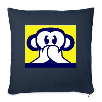 3 singes sages ne parlent rien Parler garde la bouche fermée - Housse de coussin décorative 45 x 45 cm - bleu marine - Devant