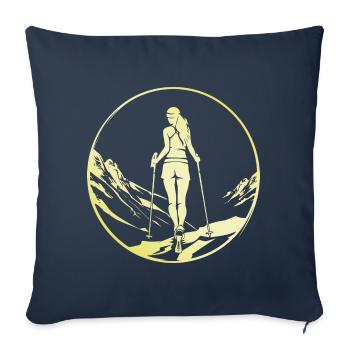 Marche Nordique Femme - Housse de coussin décorative 45 x 45 cm - bleu marine - Devant