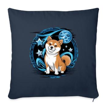 Cool Cartoon Shiba Inu with Moon and Stars - Sofa pillowcase 17,3'' x 17,3'' (45 x 45 cm) - navy - Front