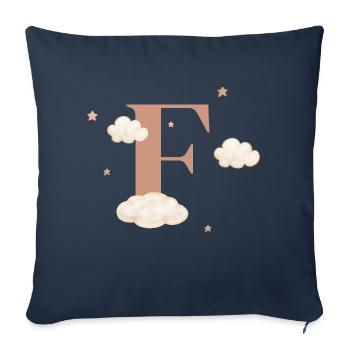 Letter f clouds stars - Sofa pillowcase 17,3'' x 17,3'' (45 x 45 cm) - navy - Front