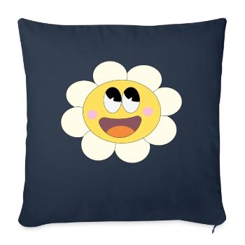 Jolie petite fleur ! - Housse de coussin décorative 45 x 45 cm - bleu marine - Devant