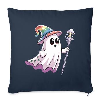  Kawaii Geist Mit Regenbogen Hexenhut Und Pilzstab - Sofakissenbezug 45 x 45 cm - Navy - Vorne
