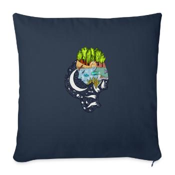 Kopf, Natur, Wassermann, Sternzeichen, Fisch - Sofakissenbezug 45 x 45 cm - Navy - Vorne