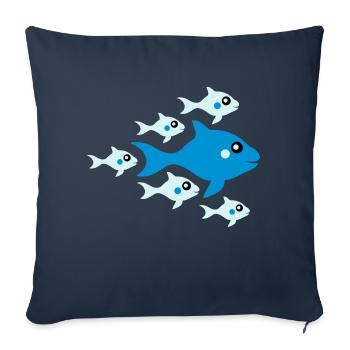 Cute Fish Babys And Mother - Sofa pillowcase 17,3'' x 17,3'' (45 x 45 cm) - navy - Front