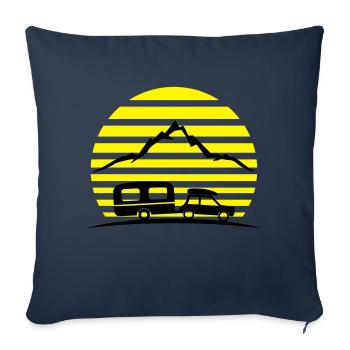 Reise - Auto und Wohnwagen - Sofakissenbezug 45 x 45 cm - Navy - Vorne
