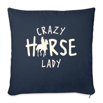 Crazy Horse Lady Horses Cavalier - Housse de coussin décorative 45 x 45 cm - bleu marine - Devant