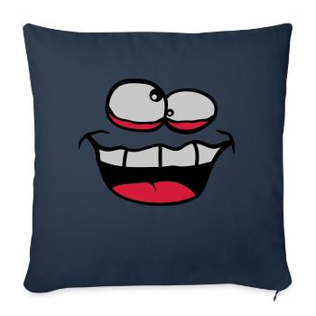 Visage fou qui plisse les yeux - Housse de coussin décorative 45 x 45 cm - bleu marine - Devant