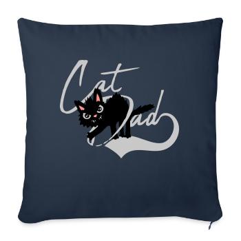 Chat Papa cool Design - Housse de coussin décorative 45 x 45 cm - bleu marine - Devant
