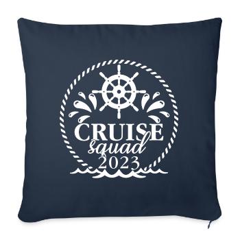 Cruise Squad 2023 Croisière Famille Amis Vacances - Housse de coussin décorative 45 x 45 cm - bleu marine - Devant
