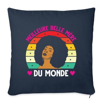 Meilleure belle mère monde vintage femme noire - Housse de coussin décorative 45 x 45 cm - bleu marine - Devant