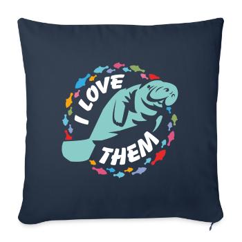 I love manatees - Sofa pillowcase 17,3'' x 17,3'' (45 x 45 cm) - navy - Front