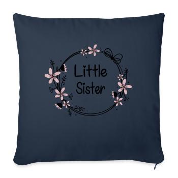 Petite sœur - Housse de coussin décorative 45 x 45 cm - bleu marine - Devant
