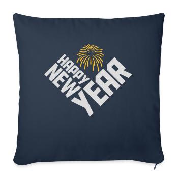 Citation Bonne année - Housse de coussin décorative 45 x 45 cm - bleu marine - Devant