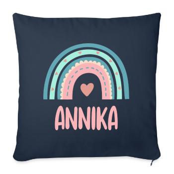 Annika Name Regenbogen Baby - Sofakissenbezug 45 x 45 cm - Navy - Vorne