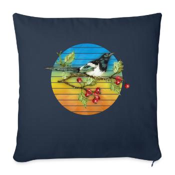 Oiseau coloré - Housse de coussin décorative 45 x 45 cm - bleu marine - Devant