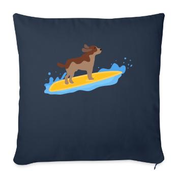 Surf de chien - Housse de coussin décorative 45 x 45 cm - bleu marine - Devant