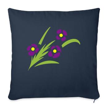 fleurs en épi - Housse de coussin décorative 45 x 45 cm - bleu marine - Devant