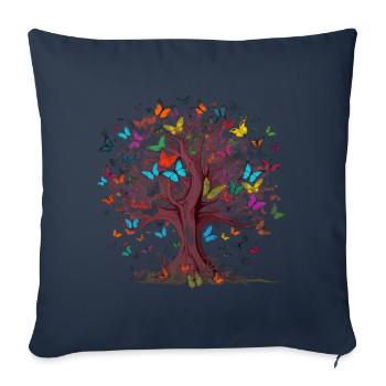 Butterfly Tree Colorful Butterflies Flies - Sofa pillowcase 17,3'' x 17,3'' (45 x 45 cm) - navy - Front