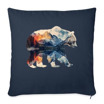 Ours à double exposition - Housse de coussin décorative 45 x 45 cm - bleu marine - Devant